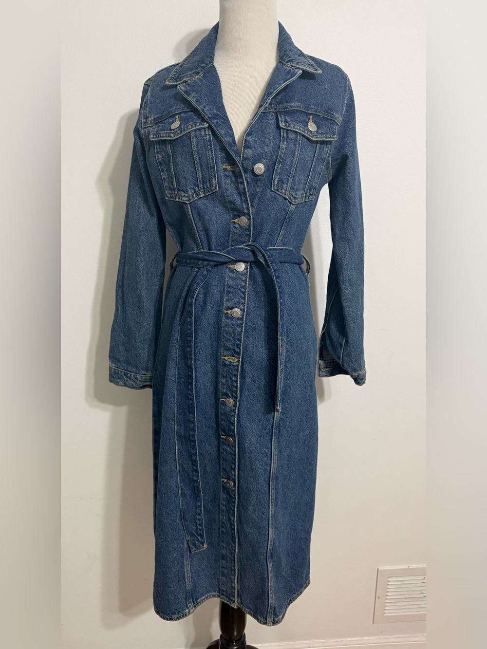 NWT Zara Denim Dress With Pockets Faded Blue - Picture 9 of 11